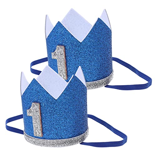 OUNONA 2 Stück Tiara Für Pastell Kronen Krone Geburtstagshut Stoff Babyparty-partyhut Babymütze Lustig Rosa Hüte -partyhut Erste Babys Geburtstagskappe Gefühlt von OUNONA
