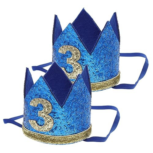 OUNONA 2 Stück Tiara für Babymütze mädchen hüte Partyhüte für Kleinkinder eins dummer Hut Babys kopfschmuck Kleinkind Mütze kleiner Geburtstagshut gefühlt Blue von OUNONA