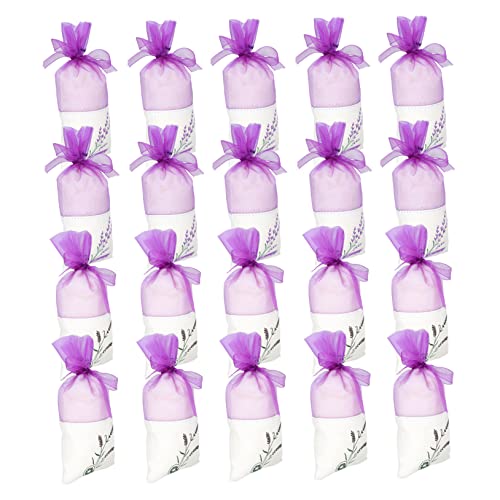 OUNONA 20 Stück Lavendel Duftbeutel Netzstoff Leichtes Dekoratives Säckchen zum Befüllen Wiederverwendbar für Schränke Auto Geschenkverpackung Braun Lila Lavendelmuster von OUNONA
