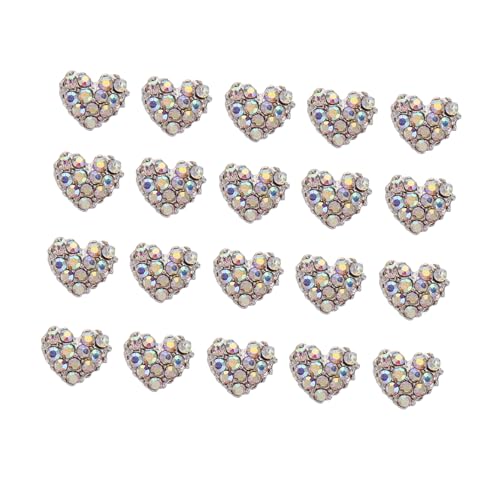 OUNONA 20 Stück Teiliges Glänzende Nagel Charm Herzen Strasssteine Nail Art Charms DIY Nagelsticker für Nageldesign und Maniküre Selbstklebend für Natürliche und Künstliche Nägel von OUNONA