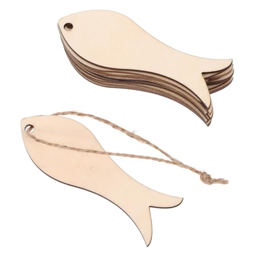 OUNONA 20 Stück Unfertige Holzscheiben Fischform Teiliges Natürliche Holzanhänger für DIY Bastelarbeiten Blanko Holzteile zum Bemalen Holzdeko Anhänger für Kreative Handarbeiten von OUNONA