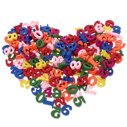 OUNONA 200 Stück Teiliges Buntes Holz Zahlen Hohe Deko zahlen aus Holz für DIY Bastelprojekte Jahreszeitliche Partydeko Kleine Holznummern für Tisch Wohnraumdekoration von OUNONA