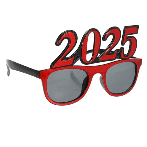 OUNONA 2025 Lustige Brille Gläser Brillengestell Mit Zahlen Erwachsene Neu Silvester-party- Nummer Silvester Brille Lustige Zahlenbrille Brille Männer Für Stk Rot von OUNONA