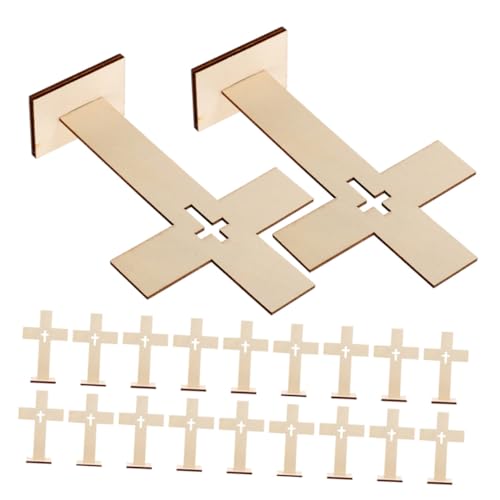 OUNONA 20Stücke Holz Ornament Dekorative Holzfiguren Für Zuhause Stehende Dekoration Für Bastelprojekte Kreuzdekor von OUNONA