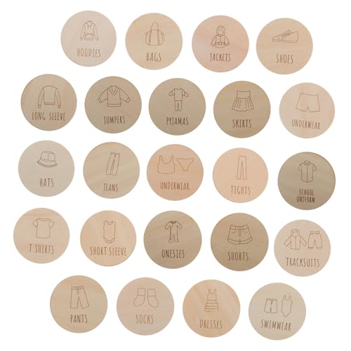 OUNONA 23 Stück Garderoben-organisations-tags Kleidergrößenteiler Tags Für Häkelartikel Trennwände Für Babykleidung Kommode Organizer Für Kinderzimmer Beanie-tags Holz Beige von OUNONA