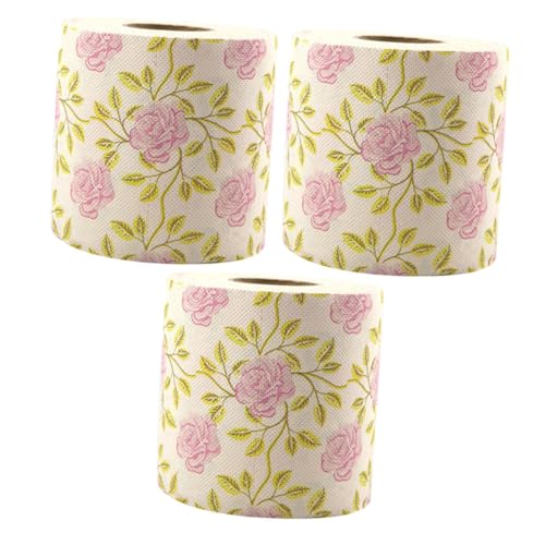 OUNONA 3 Rollen Bambus Pulp Paper Toilettenpapier badezimmer toilettenabdeckung Papiertaschentücher süßes toilettenpapier bedruckte Badetücher Papierservietten dekorativ Bambus-Zellstoff von OUNONA