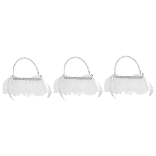 OUNONA 3 Stck. Eleganter Blumenmädchenkorb mit Spitze und Schleife für Hochzeiten Feiern Streukorb für Blütenblätter und Ringe von OUNONA