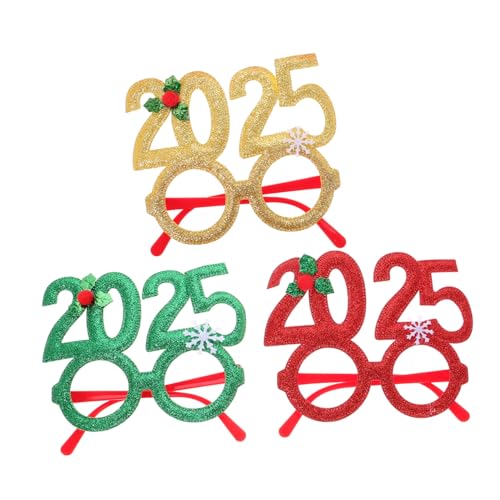 OUNONA 3 Stück 2025 Partybrille Gläser Vorabend Partyzubehör für Silvester 2025 von LED Gold Partydekoration lustige Neujahrs-Requisiten frohes neues jahr gastgeschenke Stoff OUNONA 3 Stück 2025 Partybrille Gläser Vorabend Partyzubehör für Silvester 2025 von LED Gold Partydekoration lustige Neujahrs-Requisiten frohes neues jahr gastgeschenke Stoff von OUNONA