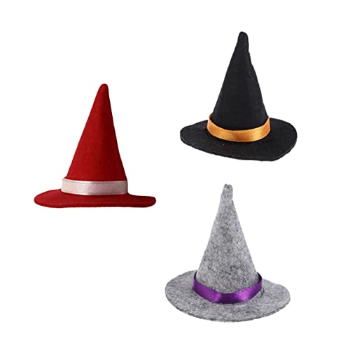 OUNONA 3 Stück Mini Hexenhüte für Weinflaschen aus Filz Schwarz und Rot Halloween Dekoration für Partys Foto Requisiten und Kreative Bastelprojekte OUNONA 3 Stück Mini Hexenhüte für Weinflaschen aus Filz Schwarz und Rot Halloween Dekoration für Partys Foto Requisiten und Kreative Bastelprojekte von OUNONA
