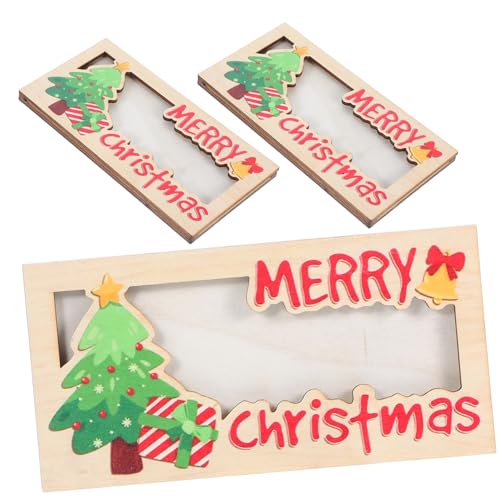 OUNONA 3 Stück Teiliges Weihnachtsgeldhalter aus Holz Vielseitiger Cash Organizer und Kartenhalter für Festliche Partys Kompakt Design mit Muster für Familie und von OUNONA