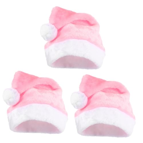 OUNONA 3 Stück Weihnachtsmütze Erwachsene Plüsch Santa Claus Mütze Rosa Flauschig Party Deko Fotorequisit für Frauen und Männer von OUNONA