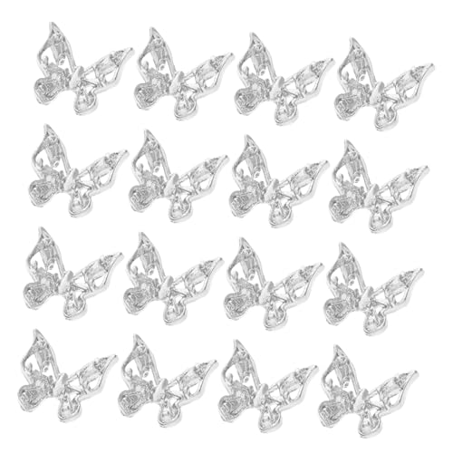 OUNONA 30 Stück Teiliges Silberne Schmetterling Nagel Charms aus Metall Langlebige Nail Art Dekorationen mit Niedlichem Schleifen design für DIY Maniküre und Kreative Nagelgestaltung von OUNONA