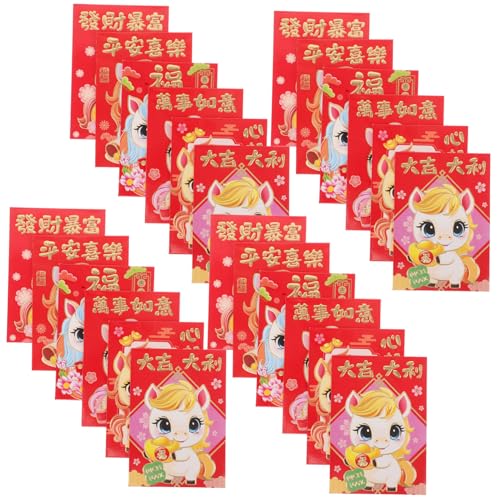OUNONA 300 Stück Jahr Des Pferdes Rote Umschläge Traditionelle Chinesische Neujahrsumschläge mit Geprägtem Design für Frühlingsfest Hochzeit Geburtstag Festliche Geldgeschenke von OUNONA