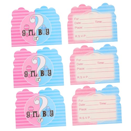 OUNONA 32 Stück Einladungskarten zur Geschlecht Enthüllung Shower Karten mit Buntem Design für Jungen und Mädchen Partydeko für Unvergessliche Feiern von OUNONA