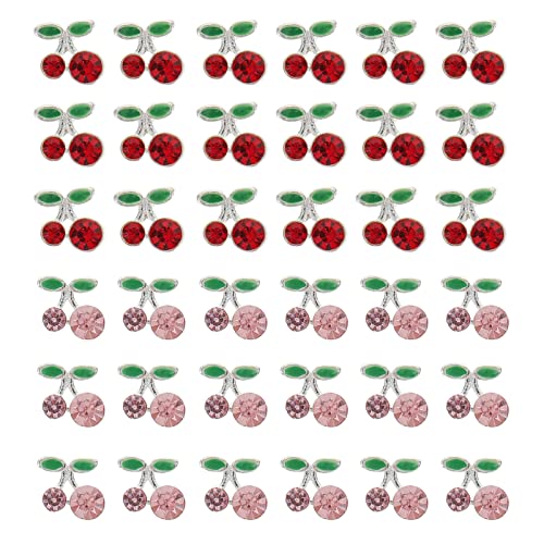 OUNONA 36 Stück Kirsch Nagel Charms Nail Studs Nail Art Zubehör für Kreative Nagelgestaltung für Weihnachten Hochzeiten und Partys von OUNONA