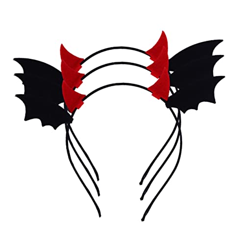 OUNONA 3Stücke Halloween Teufelshörner Haarreif Mit Fledermausflügeln Für Erwachsene Lustiges Kostümzubehör Für Karneval Fasching Und Halloween Feiern von OUNONA