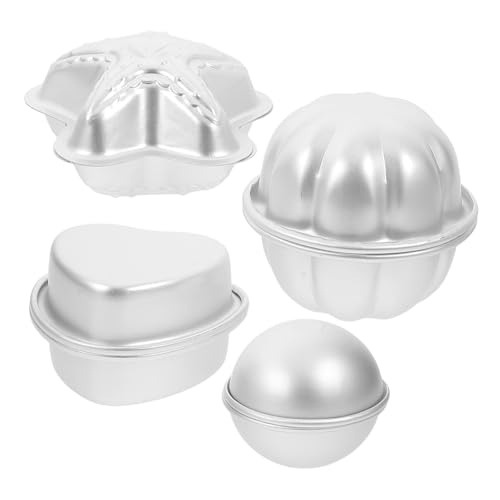 OUNONA 4 Paare Aluminiumlegierung Formen für Badekugel Teiliges Wiederverwendbar Einfaches Entformen Verschiedene Formen für Seifenherstellung und Bastelprojekte von OUNONA