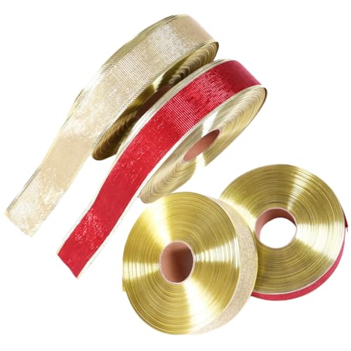 OUNONA 4 Rollen Teiliges Geschenkband Rot Gold Langlebige Weihnachtliche Deko Schleifenband Glänzende Kanten Vielseitig für Geschenkverpackung Bastelprojekte Weihnachtsbaum und DIY OUNONA 4 Rollen Teiliges Geschenkband Rot Gold Langlebige Weihnachtliche Deko Schleifenband Glänzende Kanten Vielseitig für Geschenkverpackung Bastelprojekte Weihnachtsbaum und DIY von OUNONA