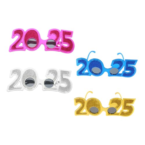 OUNONA 4 Stück 2025 2025 Brille Trendy Brillengestelle Für Das Neue Jahr Brillen Für Das Neue Jahr 2025 Silvesterbrille 2025 Neujahrsparty-brillen 2025 Zahlenbrille Silvester Brille Stk von OUNONA