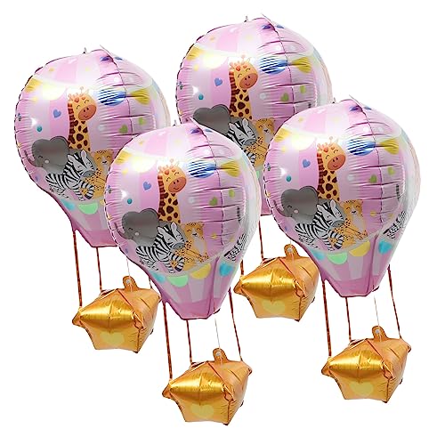OUNONA 4 Stück Aluminium Folienballons Heißluftballon für Kindergeburtstag und Festdeko Leichte Langlebige Luftballons Pastellfarben für Innen und Außendekoration von OUNONA