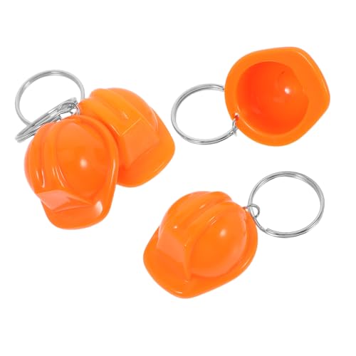 OUNONA 4 Stück Helm Schlüssel Anhänger Mini-bauornamente Mini-sicherheitshut-schlüsselanhänger Bauhut-schlüsselanhänger Für Rucksack Mini-bauhut Diy-bauspielzeugzubehör Plastik Orange von OUNONA