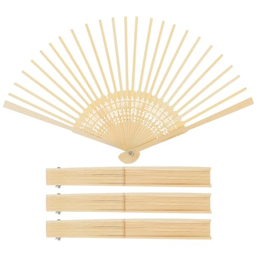 OUNONA 4 Stück Japanischer Fächerrahmen: Faltbare , DIY Japanischer Handfächerrahmen, , Bastelrohling, Unvollendetes Chinesisches Handmaterial, Beige von OUNONA