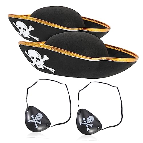 OUNONA 4 Stück Piratenhut mit Augenmaske für Teiliges Kostümzubehör für Halloween Karneval und Theateraufführungen für Rollenspiele und Partys von OUNONA