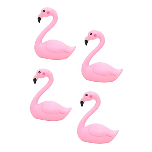 OUNONA 4 Stück Teiliges Flamingo Cake Ornament aus Kunststoff Kreative Tortendeko mit Geschlossenen Flügeln Vielseitige Deko für Auto Zuhause und Geburtstagstorten Bunte Sommerliche von OUNONA