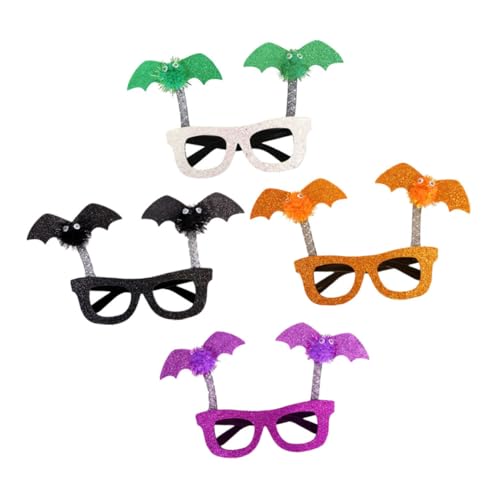 OUNONA 4 Stück Teiliges Halloween Brillen mit Fledermaus Bunte Partybrillen für Erwachsene und Lustige Foto Requisiten für Halloween Kostüm und Partyspaß von OUNONA