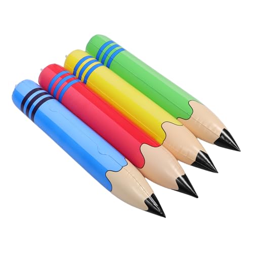 OUNONA 4 Stück Teiliges Jumbo Aufblasbares Bleistiftset Übergroße PVC Schreibutensilien Lebensechte Schuldekoration Buntes Party-dekor als Foto-requisite für Einschulung und von OUNONA