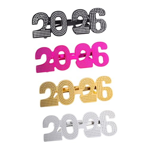OUNONA 4 Stück Teiliges Neujahrsbrillen in Schwarz Gold und Silber Leichte Auffällige Partybrillen für Silvesterfeiern Kreative Foto Requisiten und Familienzusammenkünfte OUNONA 4 Stück Teiliges Neujahrsbrillen in Schwarz Gold und Silber Leichte Auffällige Partybrillen für Silvesterfeiern Kreative Foto Requisiten und Familienzusammenkünfte von OUNONA