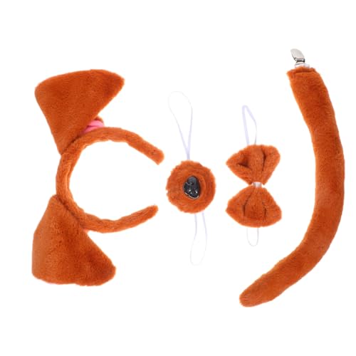 OUNONA 4 Stück Teiliges Plüsch Hund Ohren Stirnband Verstellbare Drahtohren Weiches Material Cosplay Accessoire für Damen Mädchen Geeignet für Halloween Mottopartys und Rollenspiele von OUNONA