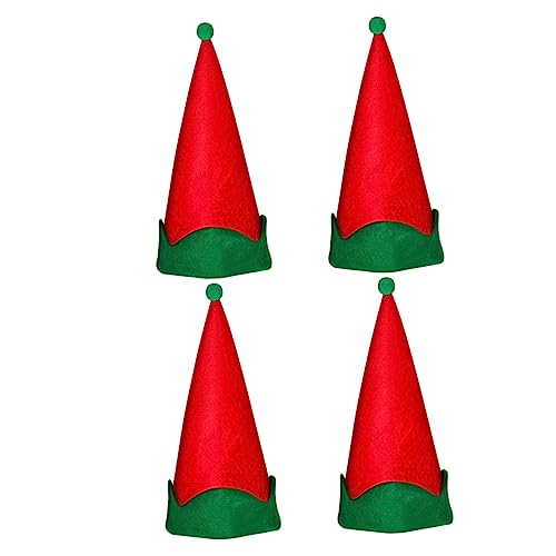 OUNONA 4 Stück Teiliges Weihnachts Elfenmützen Rot Festliche Party Kostüm Accessoires für Erwachsene Weihnachtsfeier Foto Requisiten Weihnachtsmütze Spaß Zubehör von OUNONA