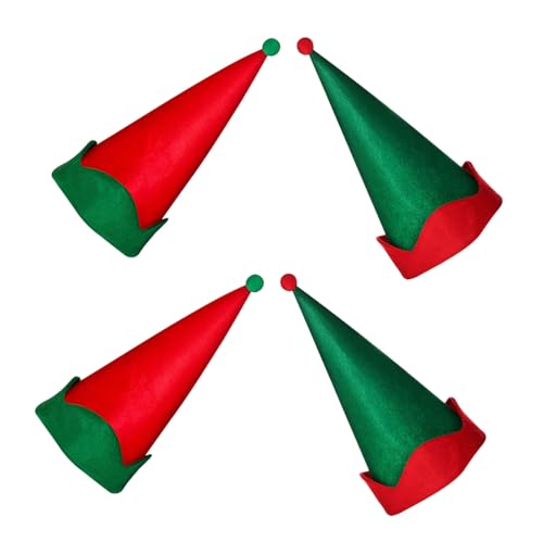 OUNONA 4 Stück Weihnachts-elfenhüte aus Filz Bunte für Weihnachts Halloween-kostüm Bequeme Party-accessoires für Cosplay und Festliche Feiern von OUNONA