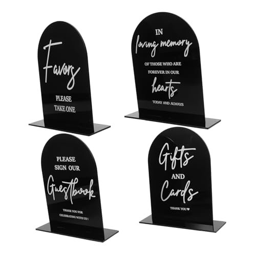 OUNONA 4 Stücke Zeichen Hochzeit Tisch Gut Elegant Senden Personalisierte Decor Party Benutzerdefinierte Willkommen Nummer Empfang Liefert Schwarz Acryl von OUNONA
