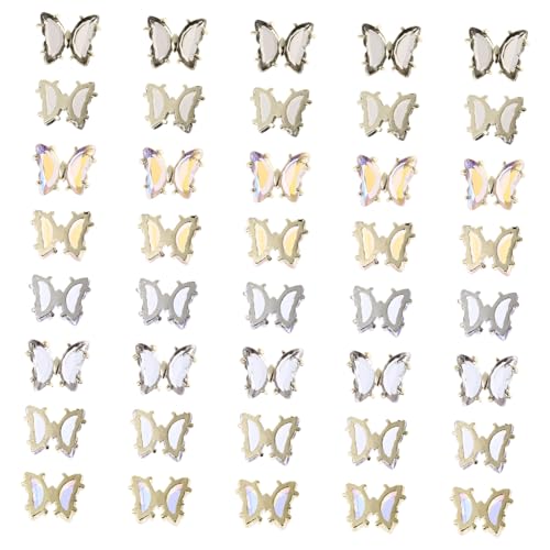 OUNONA 40 Stück Teiliges Schmetterling Nail Art mit Champagnerfarbenen Kristallornamenten Vielseitige Nagel Deko für DIY Nail Design Party Alltagsverschönerung Einfach Anzuwenden OUNONA 40 Stück Teiliges Schmetterling Nail Art mit Champagnerfarbenen Kristallornamenten Vielseitige Nagel Deko für DIY Nail Design Party Alltagsverschönerung Einfach Anzuwenden von OUNONA