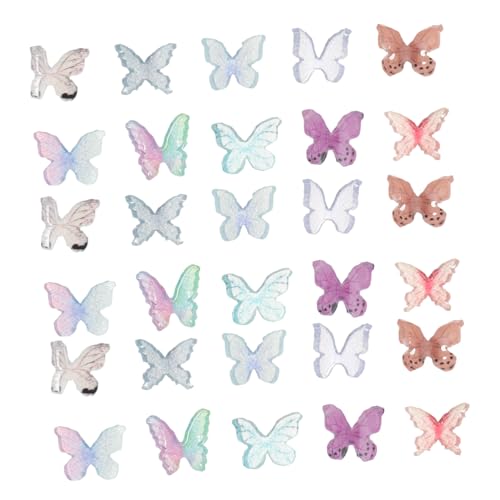 OUNONA 40Stücke Schmetterling Nagelkunst Dekoration DIY Maniküre Charms Für Nail Art Designs Mischfarben Zubehör Für Zuhause von OUNONA