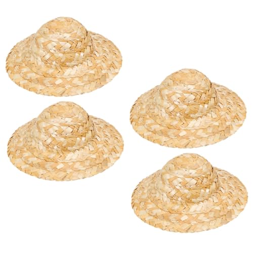 OUNONA 4stücke Miniatur Strohhüte Handgewebte Puppenhüte Für Diy Dekoration Für Mikro Landschaften Und Miniature Dollhouse Accessoires von OUNONA