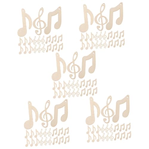 OUNONA 5 Sätze Musiknoten Holzslices Für Diy Bastelprojekte Unvollendete Holzscheiben Für Dekorationen Für Kinderhandwerk Und Wohnaccessoires Natürliche Und Glatte Oberfläche 30 Stück * 5 von OUNONA