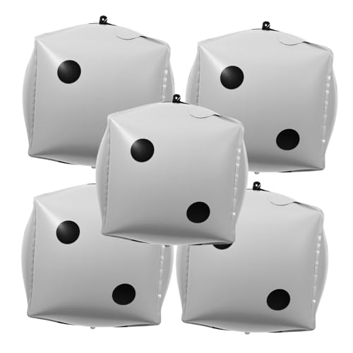 OUNONA 5 Stück Ballon Dekorative Pokerdekorationen Ballons Ornamente Würfelballons Abschlussblattables Würfelförmige Luftballons Folienballons Aluminiumfolie Weiß von OUNONA
