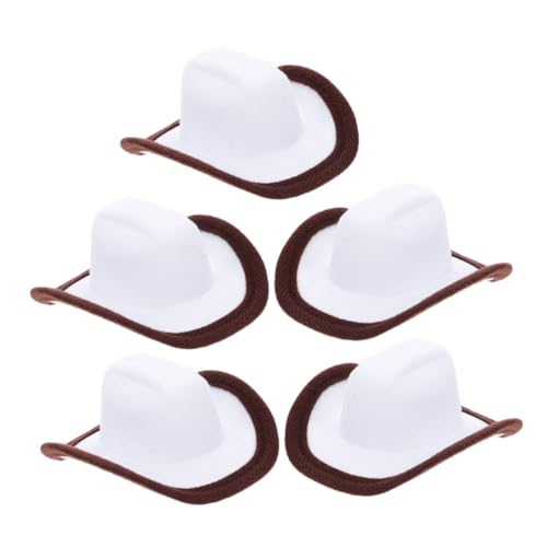 OUNONA 5 Stück Flaschenverschluss Mini-Hüte Weinflasche Tiny Hats Flaschenaufsatz Flaschenverschlüsse kleine Flaschenhüte Flasche kleine Hüte Puppenhut Mini-Hut Polyester-Vliesstoff Weiß von OUNONA