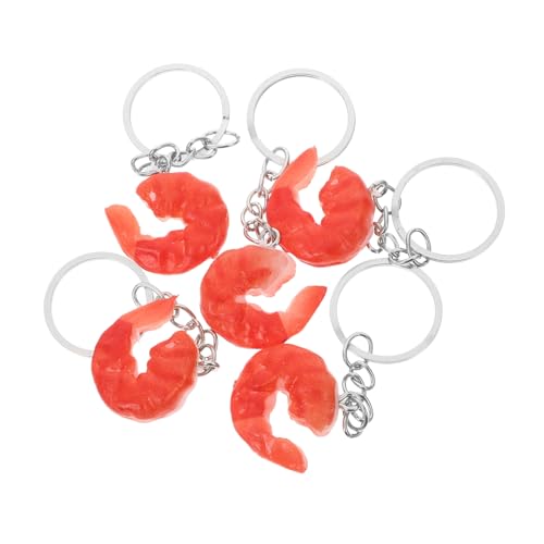 OUNONA 5 Stück Garnelenmodell schlüsselanhänger simuliertes Sushi Hummer-Modell Schlüsselbund realistische Meeresfrüchte Garnelenbilder künstlicher Hummer PVC von OUNONA