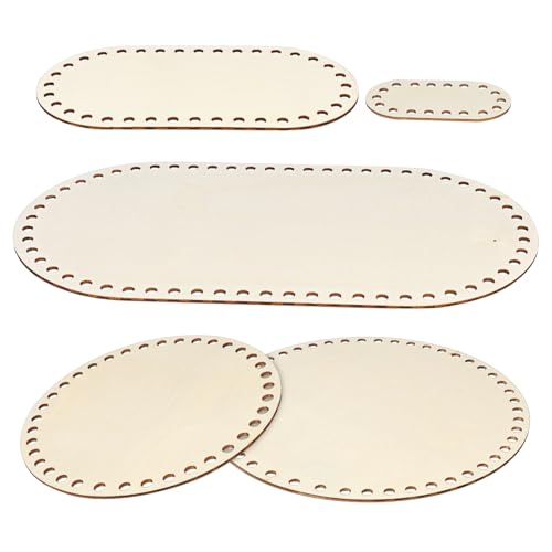 OUNONA 5 Stück Korbbasis Gehäkelter Korb Holzsockel Holzformen Basteln Holzscheiben Für Mittelstücke Holzscheiben Masse Holzhandwerk Holzsockel Für Häkelkorb Korbböden Beige Hölzern von OUNONA