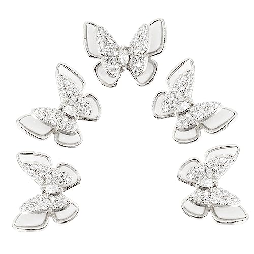 OUNONA 5 Stück Teiliges Nail Art Charms Doppellagige Silberne Schmetterling Designs Langlebige Nail Art Studs für DIY Nageldesign Geeignet für Frauen und Professionelle Nagelkunst von OUNONA