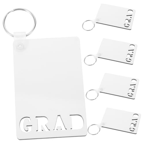 OUNONA 5 Stück Wärmeübertragungs Schlüsselanhänger Souvenir Blanko DIY Schlüsselringe Abschlussgeschenk Schlüsselanhänger Abschlussfeier Gastgeschenke Blanker Schlüsselanhänger von OUNONA