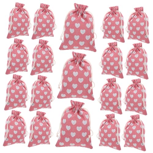 OUNONA 50 Stück Baumwollbeutel mit Kordelzug Kleine Schmuckbeutel Stofftaschen für Schmuck und Kleine Gegenstände für Aufbewahrung und Dekoration Blush Herz von OUNONA