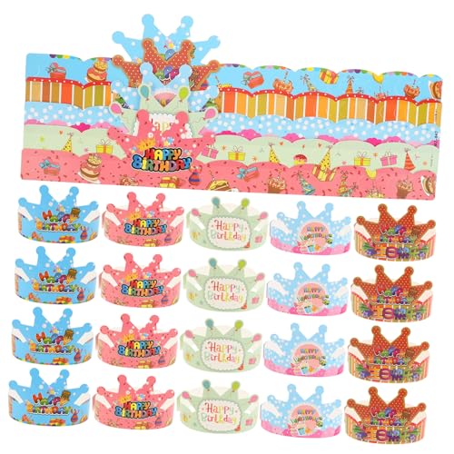 OUNONA 50 Stück Papierkronen Für Kleinkinder Geburtstags Pappteller Rosa Cupcake Topper Lustige Hüte Hüte Aufkleber Mini Partyteller Für Foto Goldfolie Party Kronenkappe von OUNONA