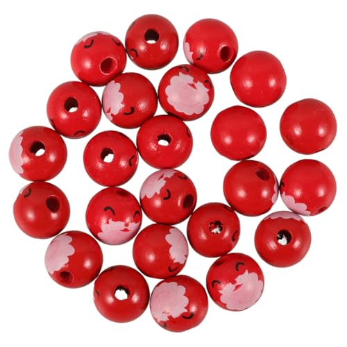 OUNONA 50 Stück Teiliges Weihnachts Holzperlen mit Santa Runde Bastelperlen Langlebigem Holz für DIY Schmuck Armbänder Girlanden und Kreative Weihnachtsdeko für Familienbasteln und von OUNONA