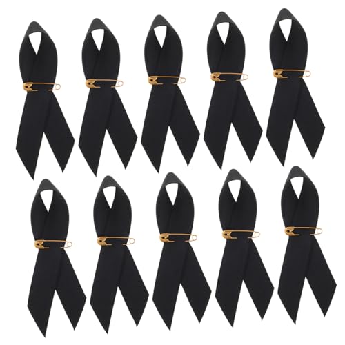 OUNONA 50 Stück Trauerbandbrosche rote Bänder schwarzer Trauerband-Streamer Satinband Trauerbänder für Abzeichen blau-rosa Band-Emaille-Pins blaues Band Polyester Black von OUNONA