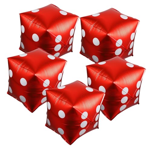 OUNONA 5Stücke Würfelfolienballons Party Dekoration Aluminiumfolie Für Poker Themenfeiern Langlebig Verwenden Sorgt Für Festliche von OUNONA